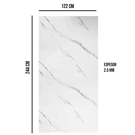 Plancha Decorativa PVC UV Blanco Mármol Carrara 244x122 cm / 2.5mm (Despachos sólo a RM) 6