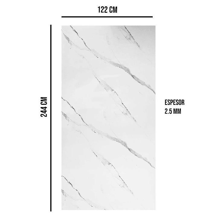 Plancha Decorativa PVC UV Blanco Mármol Carrara 244x122 cm / 2.5mm (Despachos sólo a RM) 6