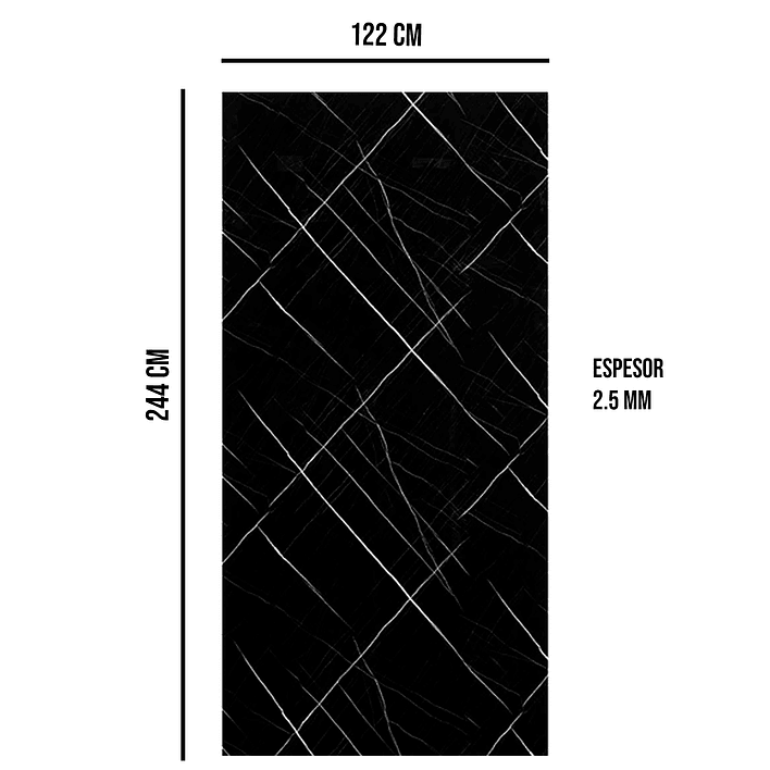 Plancha Decorativa PVC UV Negro Mármol Raize 244x122 cm / 2.5mm (Despachos sólo a RM) 6