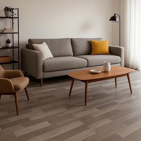 Piso Flotante Teca Gris Resistente al Agua 122x20 cm | 8 mm | 2.47 m2 (1 Caja 10 Uni) 2