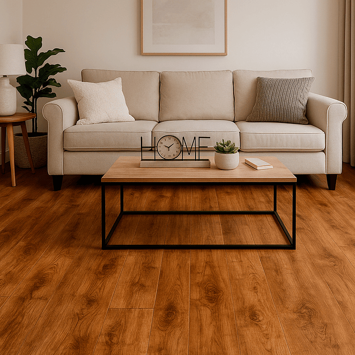 Piso Flotante Caoba Resistente al Agua 122x20 cm | 8 mm | 2.47 m2 (1 Caja 10 Uni) 2