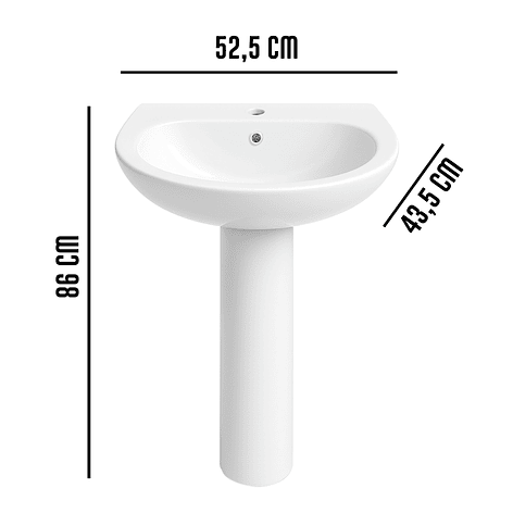 Lavamanos de Pedestal Joytek LP3004 Color Blanco | 86x52,5x43,5 cm 5