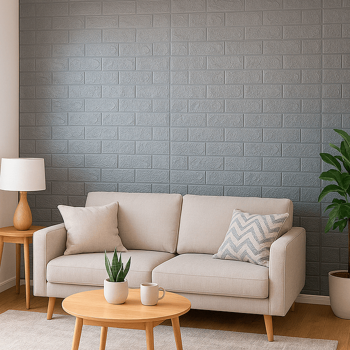 Lámina Papel Mural 3d Autoadhesivas 77x70cm Gris (1 Unidad) 3