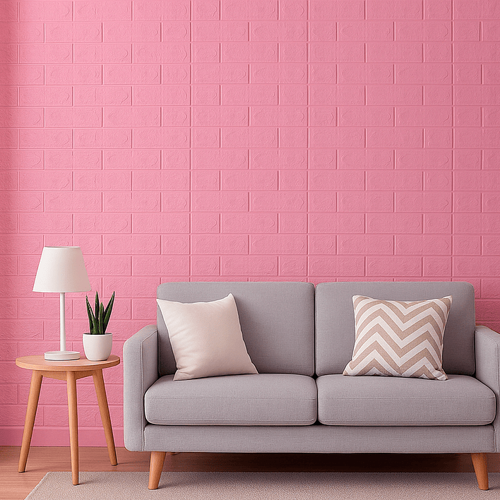 Lámina Papel Mural 3d Autoadhesivas 77x70cm Rosado (1 Unidad) 3