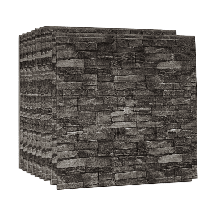 Lámina Papel Mural 3d Autoadhesivas 77x70cm Piedra Oscura (1 Unidad) 2