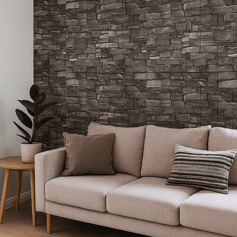 Lámina Papel Mural 3d Autoadhesivas 77x70cm Piedra Oscura (1 Unidad) 3