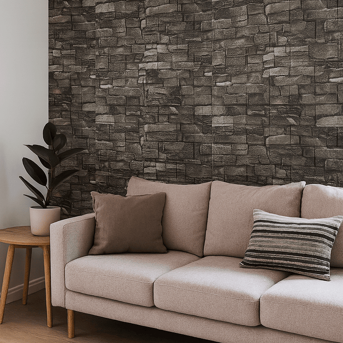 Lámina Papel Mural 3d Autoadhesivas 77x70cm Piedra Oscura (1 Unidad) 3