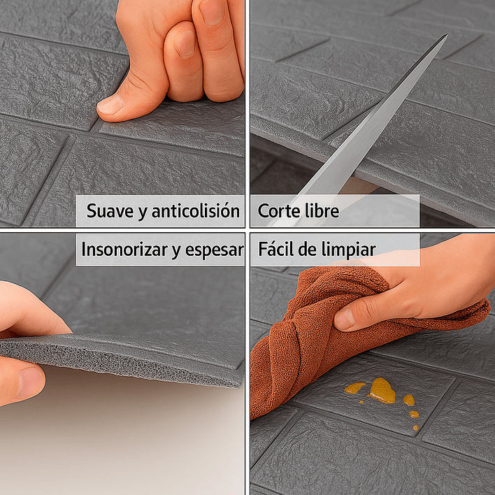 Lámina Papel Mural 3d Autoadhesivas 77x70cm Gris (1 Unidad) 4