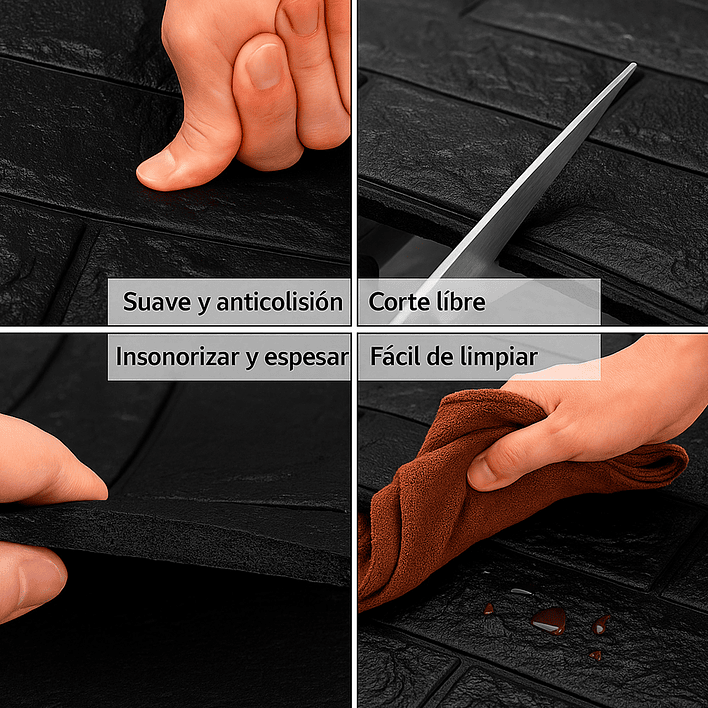 Lámina Papel Mural 3d Autoadhesivas 77x70cm Black (1 Unidad) 4