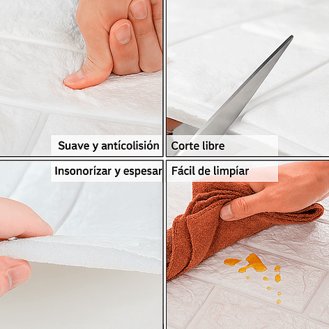 Lámina Papel Mural 3d Autoadhesivas 77x70cm Blanco (1 Unidad) 6