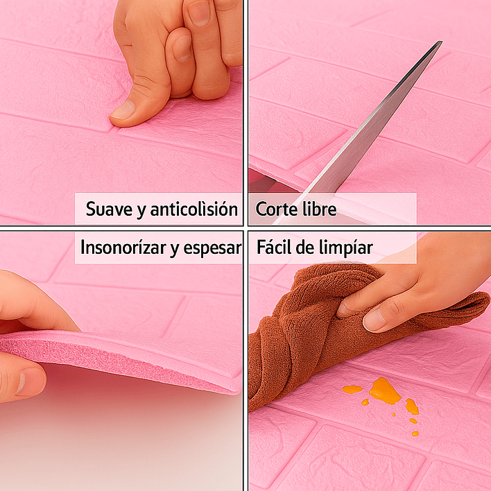 Lámina Papel Mural 3d Autoadhesivas 77x70cm Rosado (1 Unidad) 4