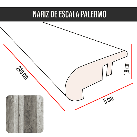 Cubrejunta Nariz de Escala MDF JOYTEK Palermo 240x5,5x1,8 cm 3