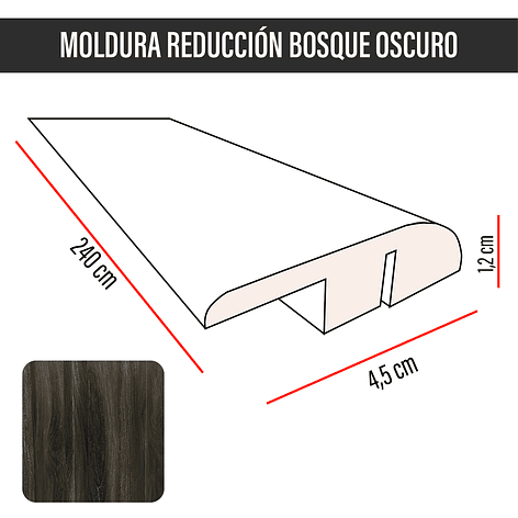 Cubrejunta de Reducción MDF JOYTEK Bosque Oscuro 240x4,5x1,2 cm 3