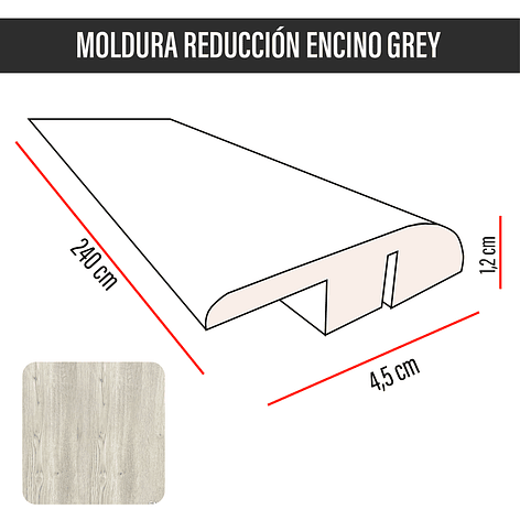 Cubrejunta de Reducción MDF JOYTEK Encino Grey 240x4,5x1,2 cm 3