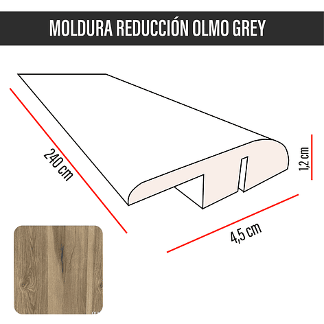 Cubrejunta de Reducción MDF JOYTEK Olmo Grey 240x4,5x1,2 cm 3