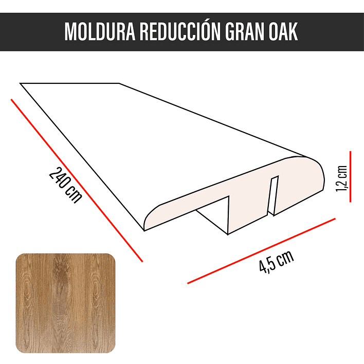 Cubrejunta de Reducción MDF JOYTEK Gran Oak 240x4,5x1,2 cm 3