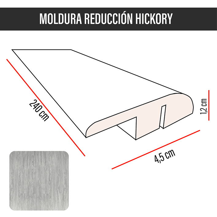 Cubrejunta de Reducción MDF JOYTEK Hickory 240x4,5x1,2 cm 3