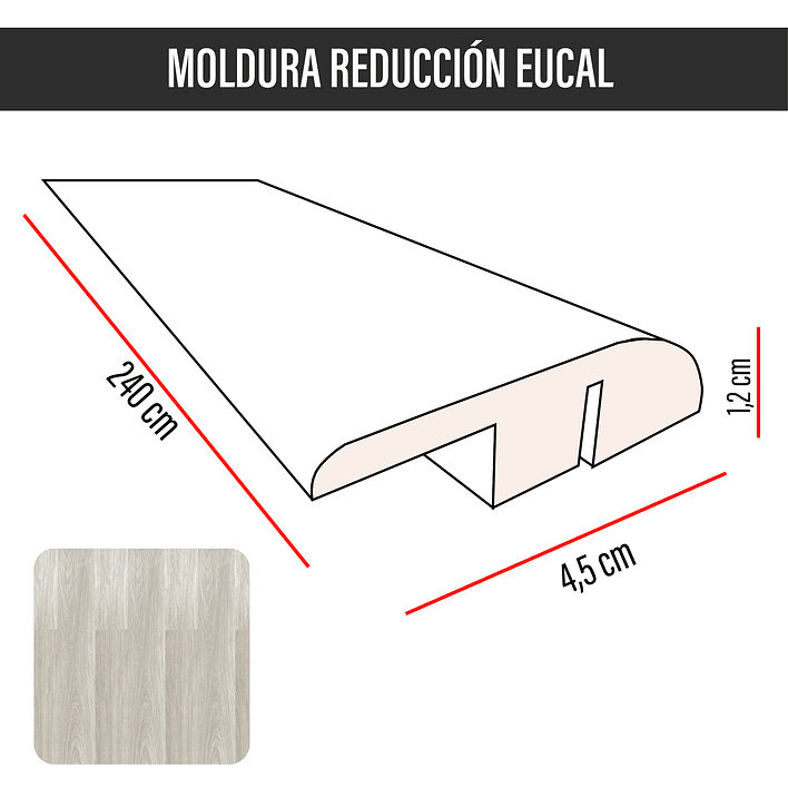 Cubrejunta de Reducción MDF JOYTEK Eucal 40x4,5x1,2 cm 3
