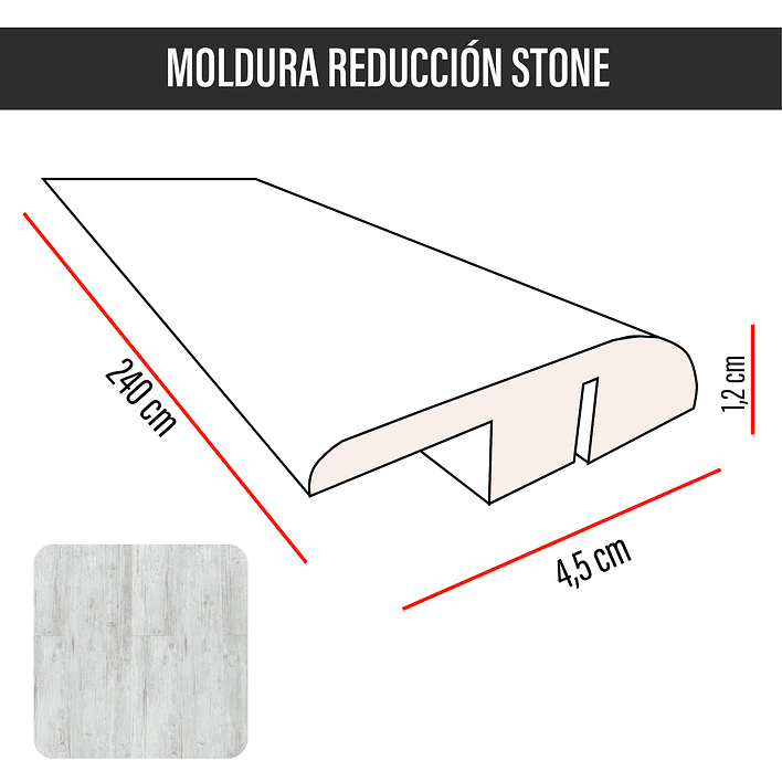 Cubrejunta de Reducción MDF JOYTEK Stone 40x4,5x1,2 cm 3