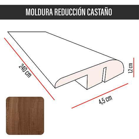 Cubrejunta de Reducción MDF JOYTEK Castaño 40x4,5x1,2 cm 3