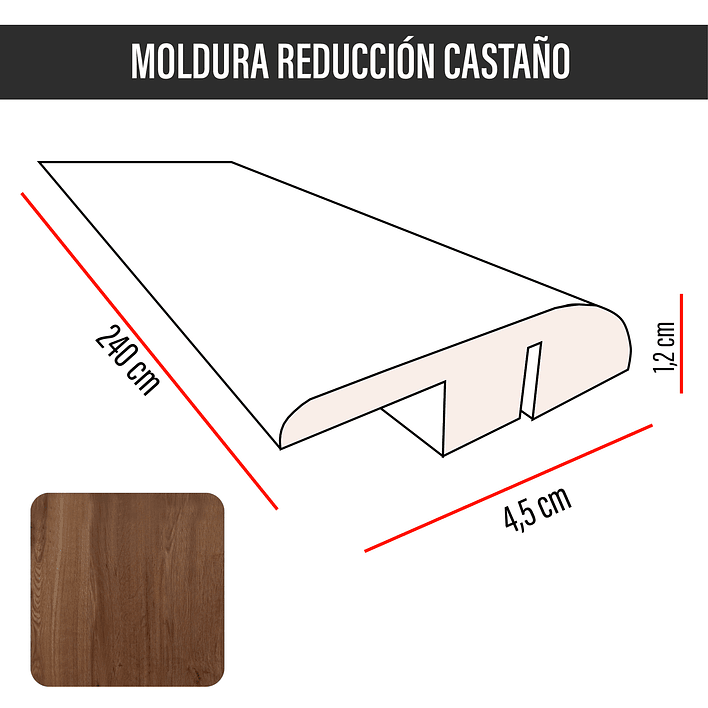 Cubrejunta de Reducción MDF JOYTEK Castaño 40x4,5x1,2 cm 3