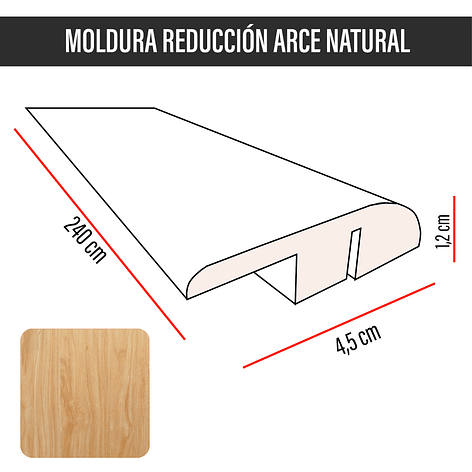Cubrejunta de Reducción MDF JOYTEK Arce Natural 40x4,5x1,2 cm 3