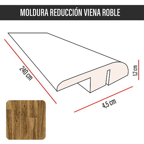 Cubrejunta de Reducción MDF JOYTEK Viena Roble 40x4,5x1,2 cm 3