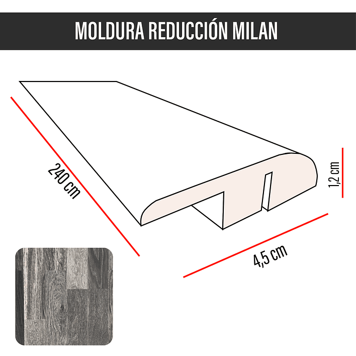 Cubrejunta de Reducción MDF JOYTEK Milan 40x4,5x1,2 cm 3