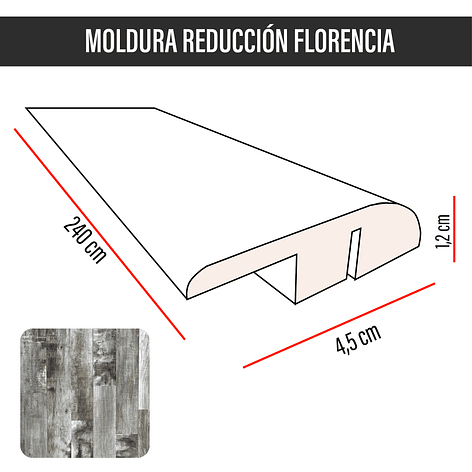 Cubrejunta de Reducción MDF JOYTEK Florencia 40x4,5x1,2 cm 3