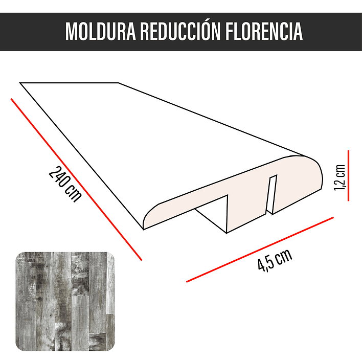 Cubrejunta de Reducción MDF JOYTEK Florencia 40x4,5x1,2 cm 3