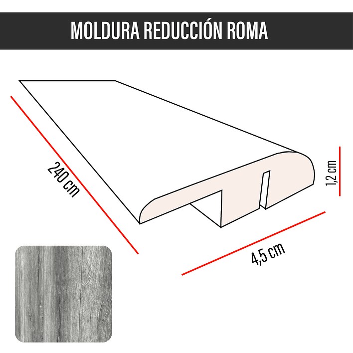 Cubrejunta de Reducción MDF JOYTEK Roma 40x4,5x1,2 cm 3