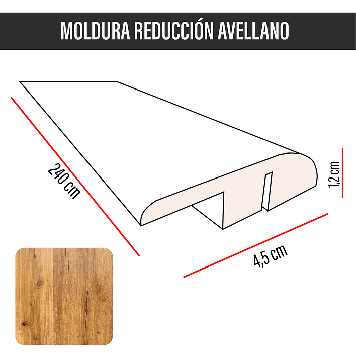 Cubrejunta de Reducción MDF JOYTEK Avellano 40x4,5x1,2 cm 3