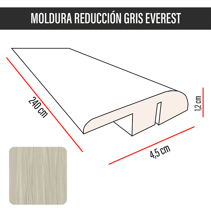 Cubrejunta de Reducción MDF JOYTEK Gris Everest 240x4,5x1,2 cm 3