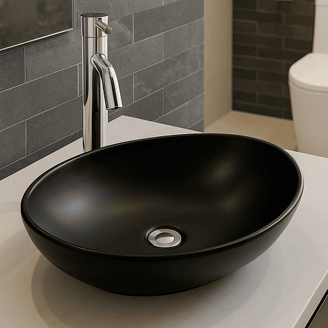 Lavamanos Ovalado Sobreponer Joytek 8020 Negro | 41,5x33x13 cm 2