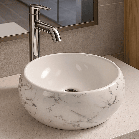 Lavamanos Redondo Sobreponer Joytek 822 Carrara | 40x16 cm 4