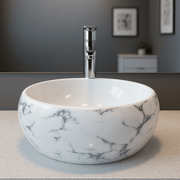 Lavamanos Redondo Sobreponer Joytek 822 Carrara | 40x16 cm 5