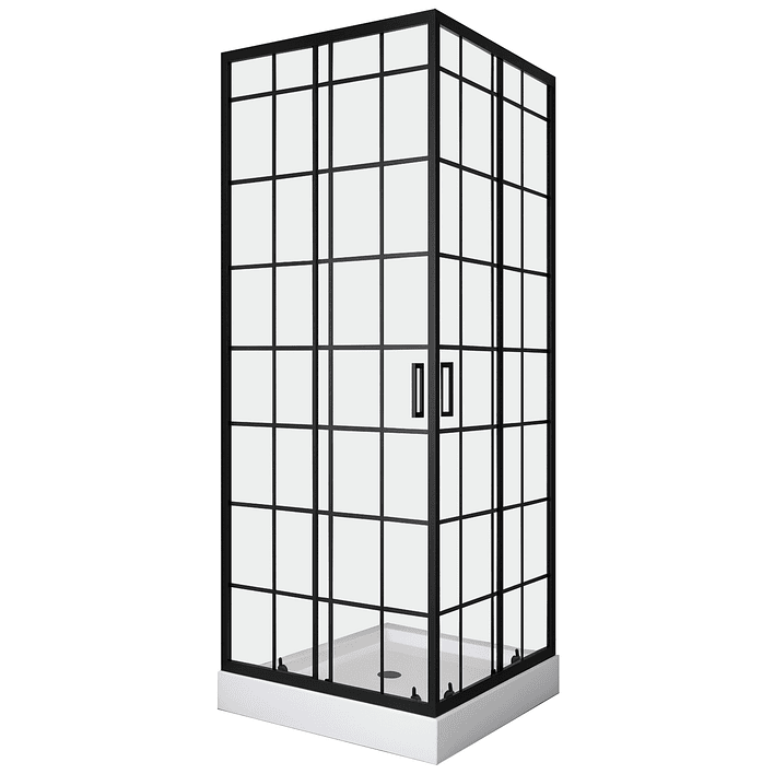 Shower Door Joytek Recto Cuadros Negros 70x70x198cm (Incluye Receptáculo) 2