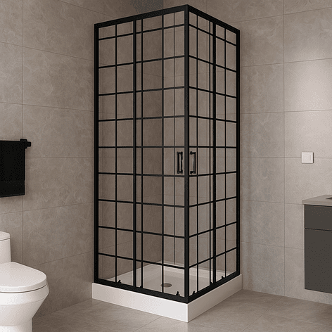 Shower Door Joytek Recto Cuadros Negros 70x70x198cm (Incluye Receptáculo) 3