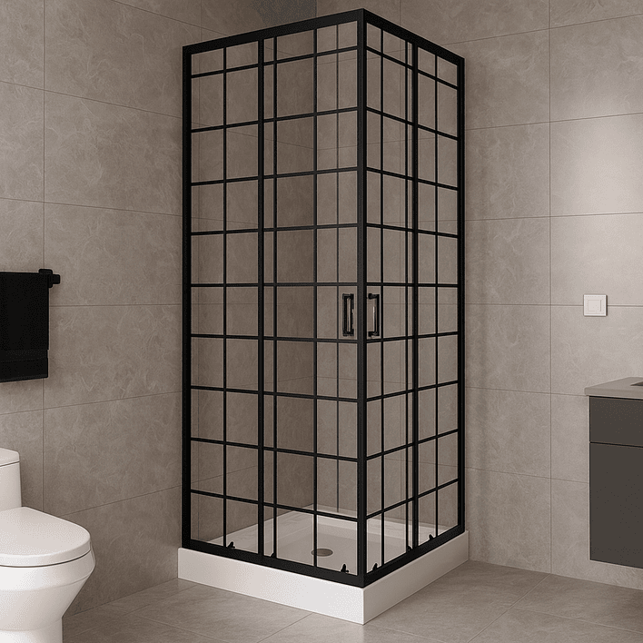 Shower Door Joytek Recto Cuadros Negros 70x70x198cm (Incluye Receptáculo) 3