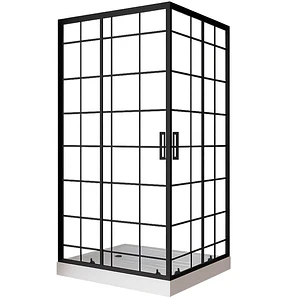 Shower Door Joytek Recto Cuadros Negros 100x70x198cm (Incluye Receptáculo)