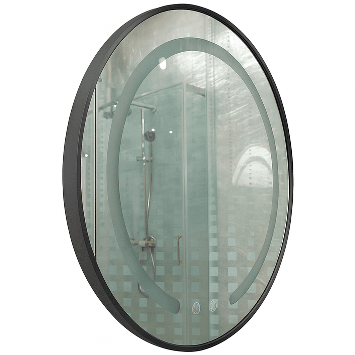 Espejo Redondo Marco Negro Touch con Luz Led 3 colores - 80 cm 6