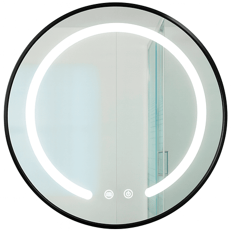Espejo Redondo Marco Negro Touch con Luz Led 3 colores - 80 cm 3