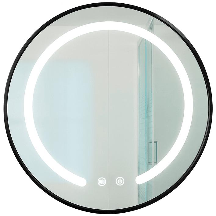 Espejo Redondo Marco Negro Touch con Luz Led 3 colores - 80 cm 3