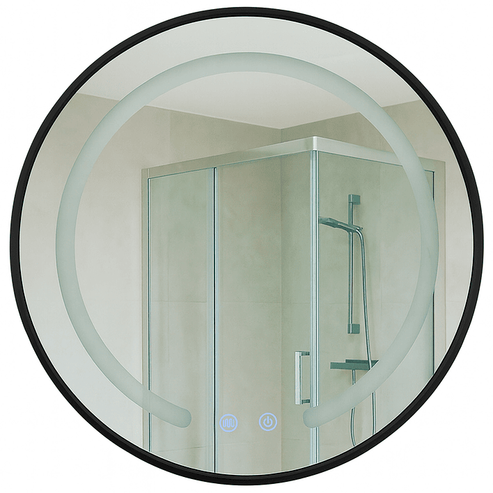 Espejo Redondo Marco Negro Touch con Luz Led 3 colores - 80 cm 5