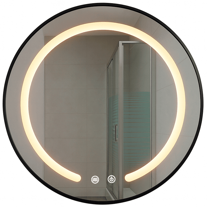 Espejo Redondo Marco Negro Touch con Luz Led 3 colores - 80 cm 4