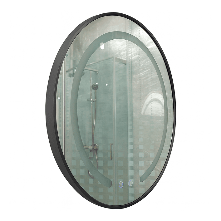 Espejo Redondo Marco Negro Touch con Luz Led 3 colores - 60 cm 6