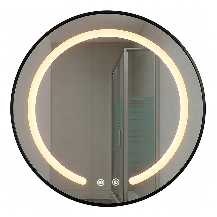 Espejo Redondo Marco Negro Touch con Luz Led 3 colores - 60 cm 4