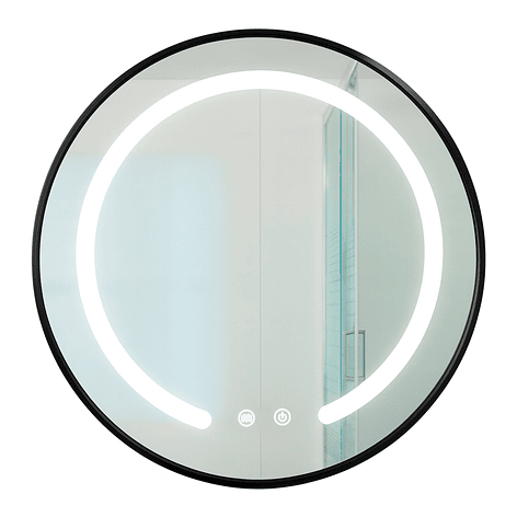Espejo Redondo Marco Negro Touch con Luz Led 3 colores - 60 cm 3