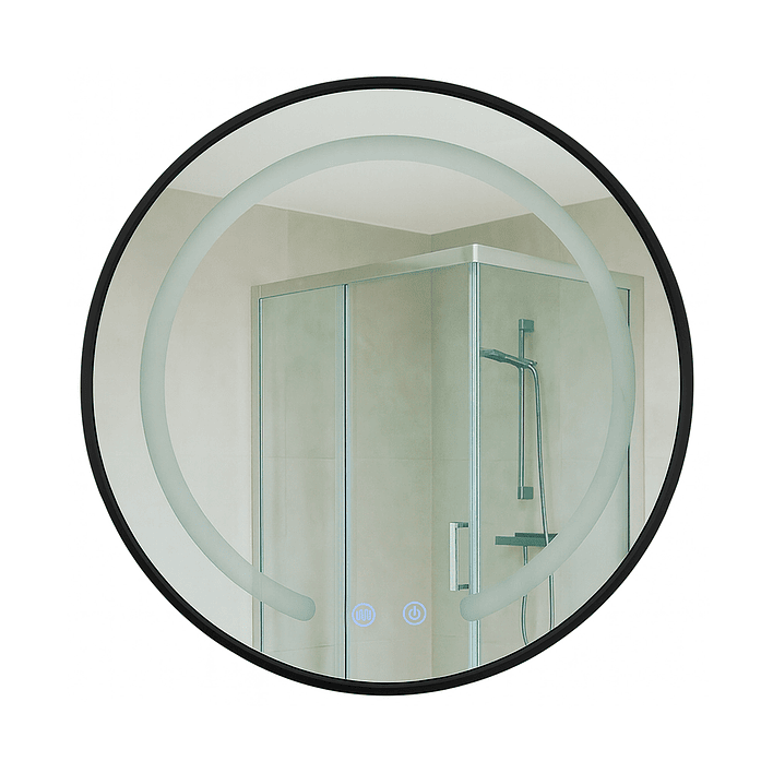 Espejo Redondo Marco Negro Touch con Luz Led 3 colores - 50 cm 5