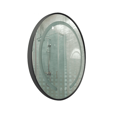 Espejo Redondo Marco Negro Touch con Luz Led 3 colores - 50 cm 6